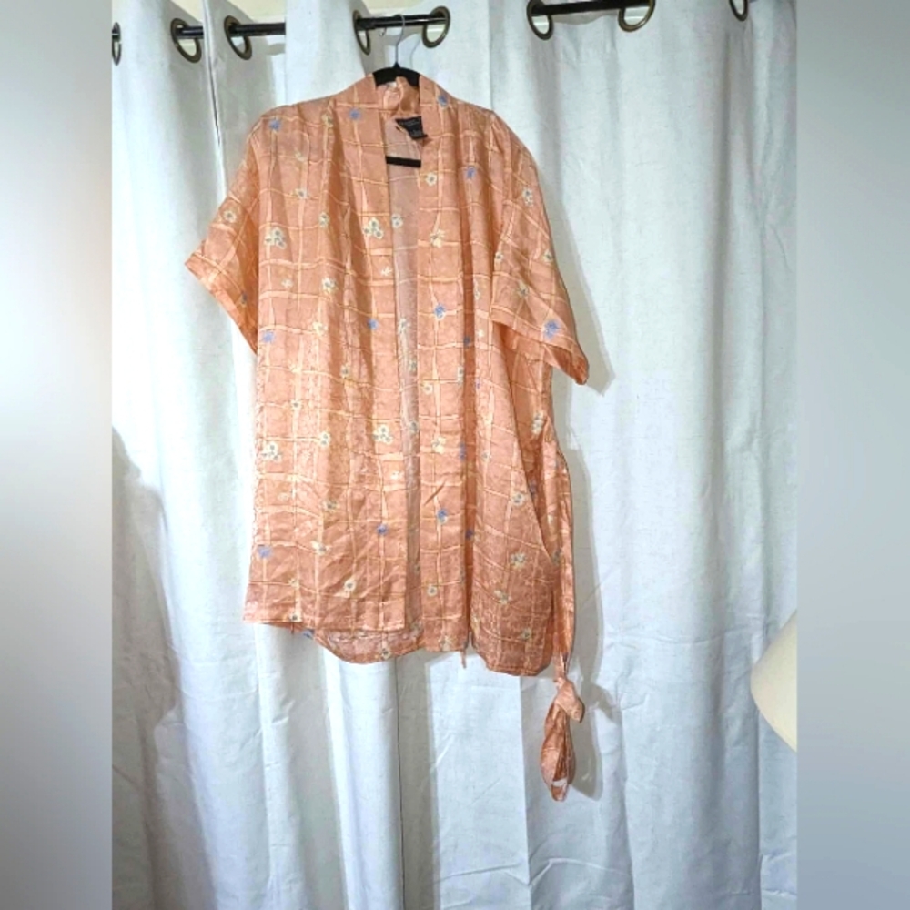 Vintage Pale Pink 100% Silk Nightrobe